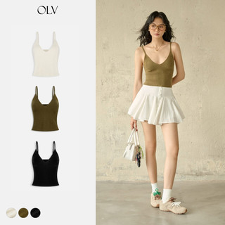  Áo kiểu dệt kim 2 dây cổ tim Aeri nhiều màu dáng basic OLV 
