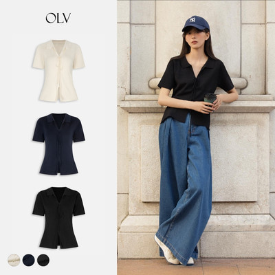 Áo kiểu OLV dệt kim tay ngắn buộc nơ Bexley nhiều màu trẻ trung phù hợp mọi dịp
