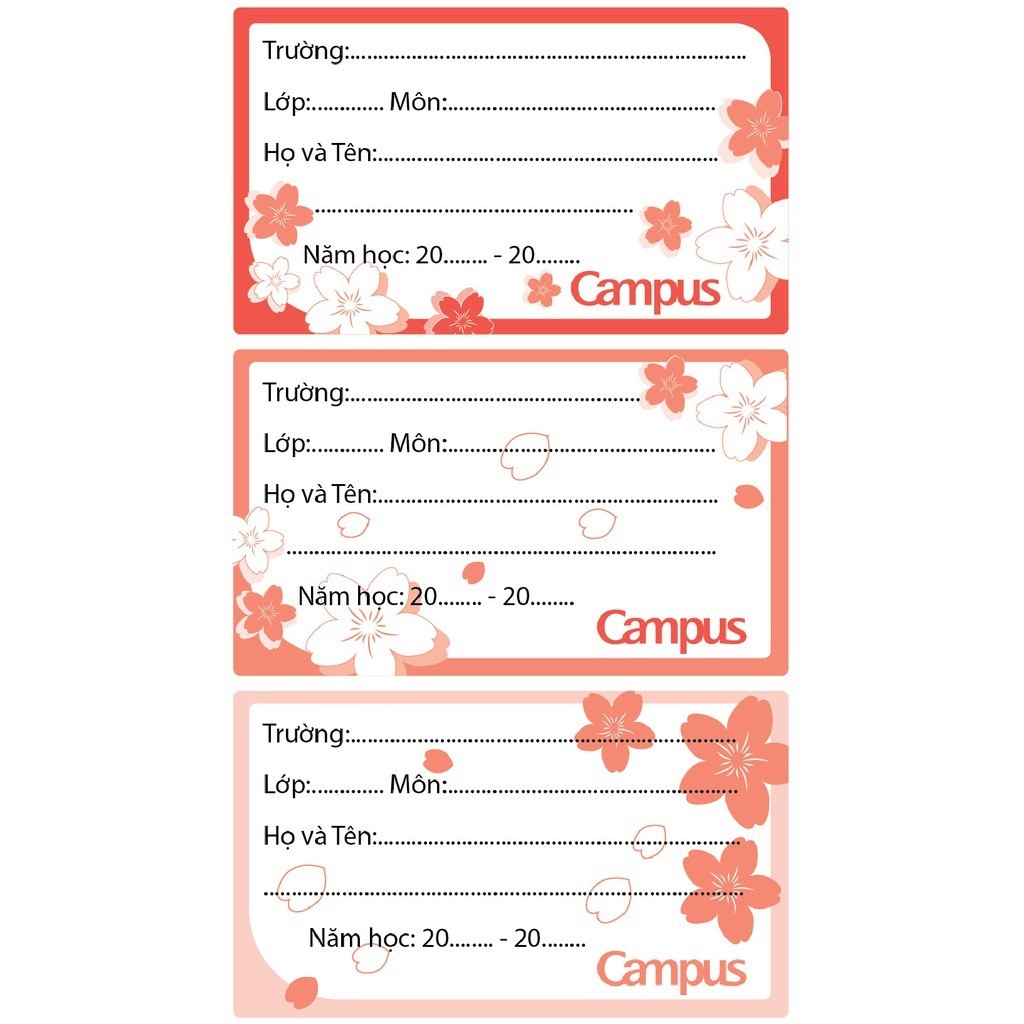 Túi 18 Nhãn Vở Học Sinh Rain Of Sakura Series Chính Hãng Campus [Campus] .