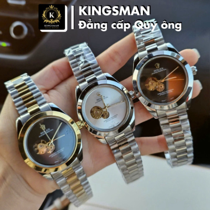 Đồng Hồ Cơ Nam Automatic Dây Thép Lộ Máy Nhật Chống Nước Rolex N020, Đồng Hồ Máy Cơ Tự Động Dây Kim 