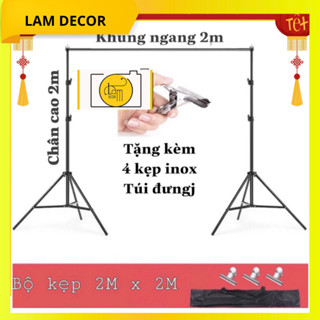  Bộ khung treo phông nền chụp ảnh di động hình chữ U để livestream chụp lookbook  Tặng Kèm Kẹp  