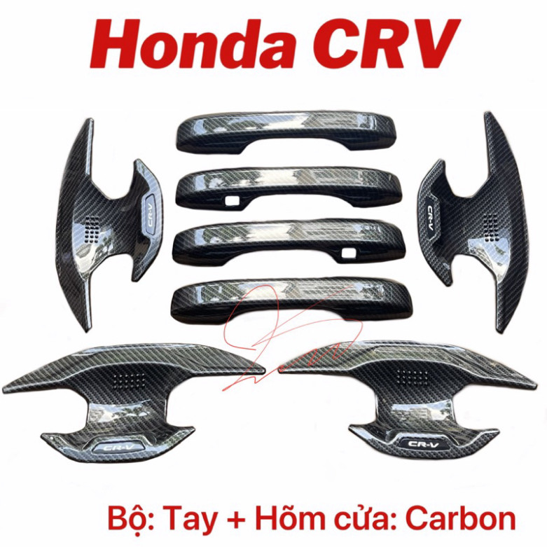 Ốp tay nắm cửa Ốp chén cửa Hõm cửa gương xe CRV CR-V 2024 2025 2026 Carbon cao cấp phụ kiện dán