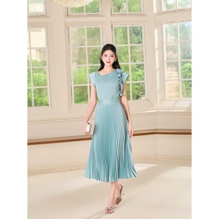 Set bộ áo phối chân váy thiết kế xếp li chất lụa gân cao cấp Orchid - OH13X733