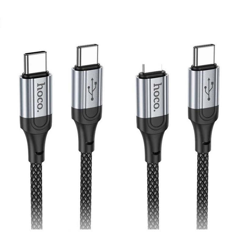 Cáp sạc nhanh Type C to Lighting 27W / Type C to Type C 60W Hoco X102 dây dù 1m