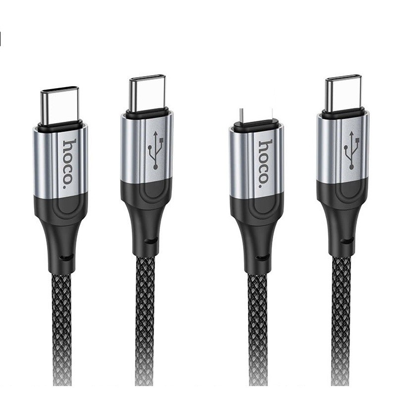 Cáp sạc nhanh Type C to Lighting 27W / Type C to Type C 60W Hoco X102 dây dù 1m