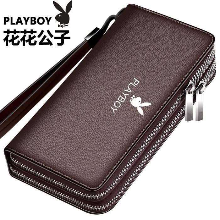 Playboy Túi Clutch Nam Mới Dung Tích Lớn Túi Nam Nhiều Ngăn Thẻ Túi Clutch Ví Có Khóa Kéo Đôi Túi Đi