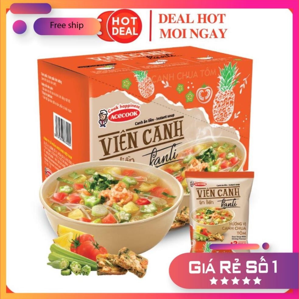 Hộp Canh Ăn Liền Kanli Chua Tôm/Khoai Mỡ Nấu Tôm (Hộp 5 Viên)