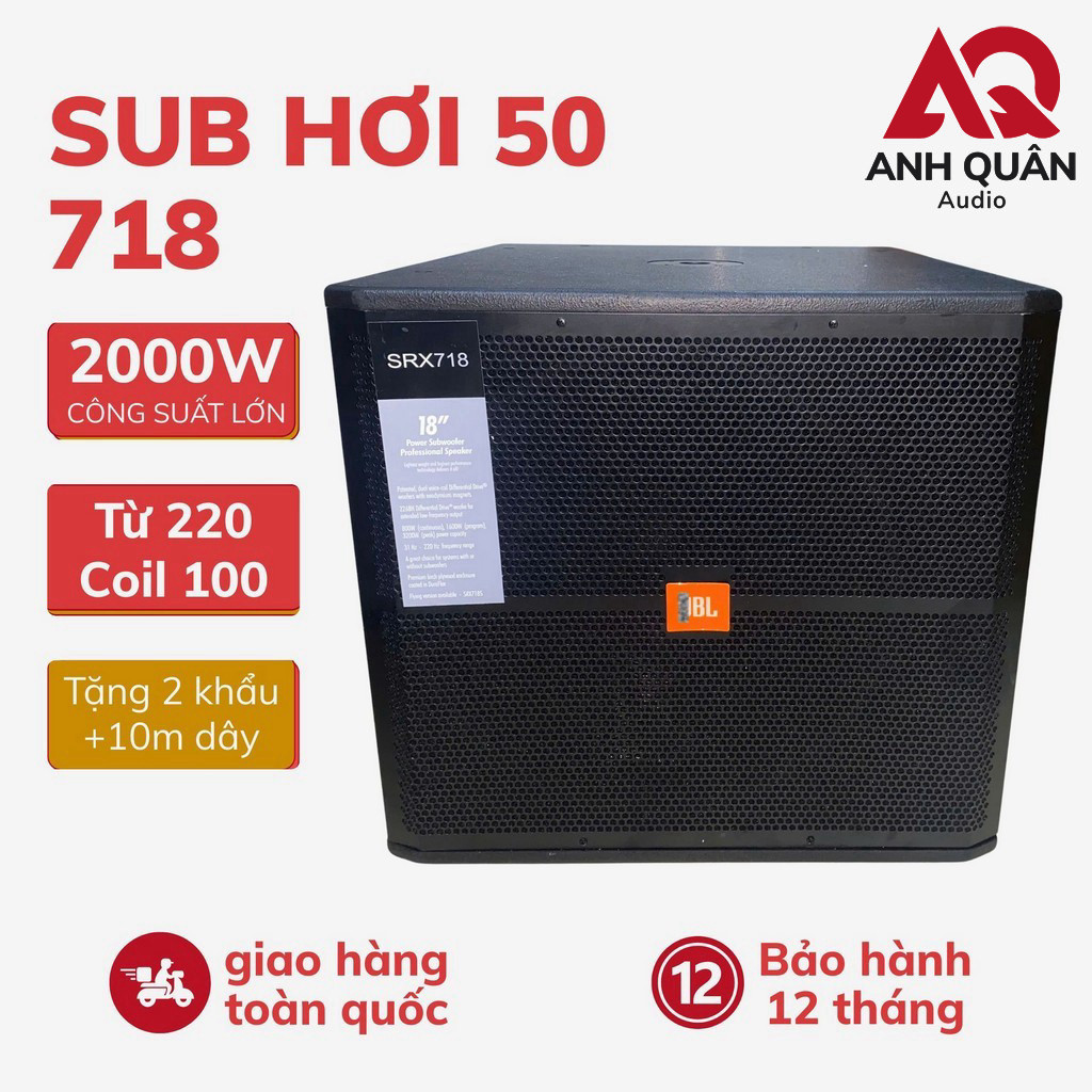Loa Sub Hơi Bass 50 JB 718 Cao Cấp 2000w, Từ 220 Xương Đúc, Coil 100, Loa Siêu Trầm Bass 50 Sự Kiện