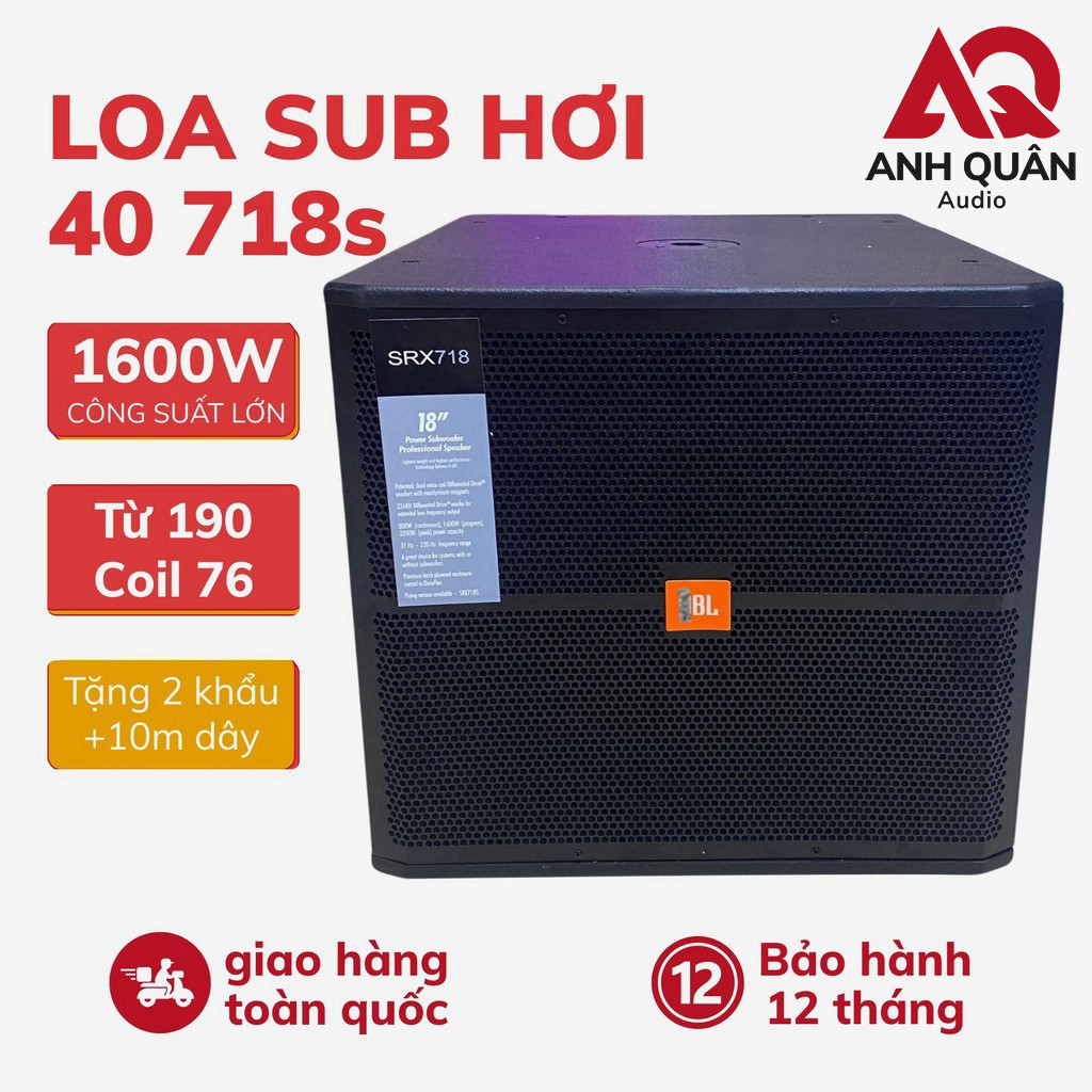 Loa Sub Hơi Bass 40 JB 718S Cao Cấp 1600w, Từ 190 Xương Đúc, Coil 76 - Loa Siêu Trầm Bass 40 Karaoke