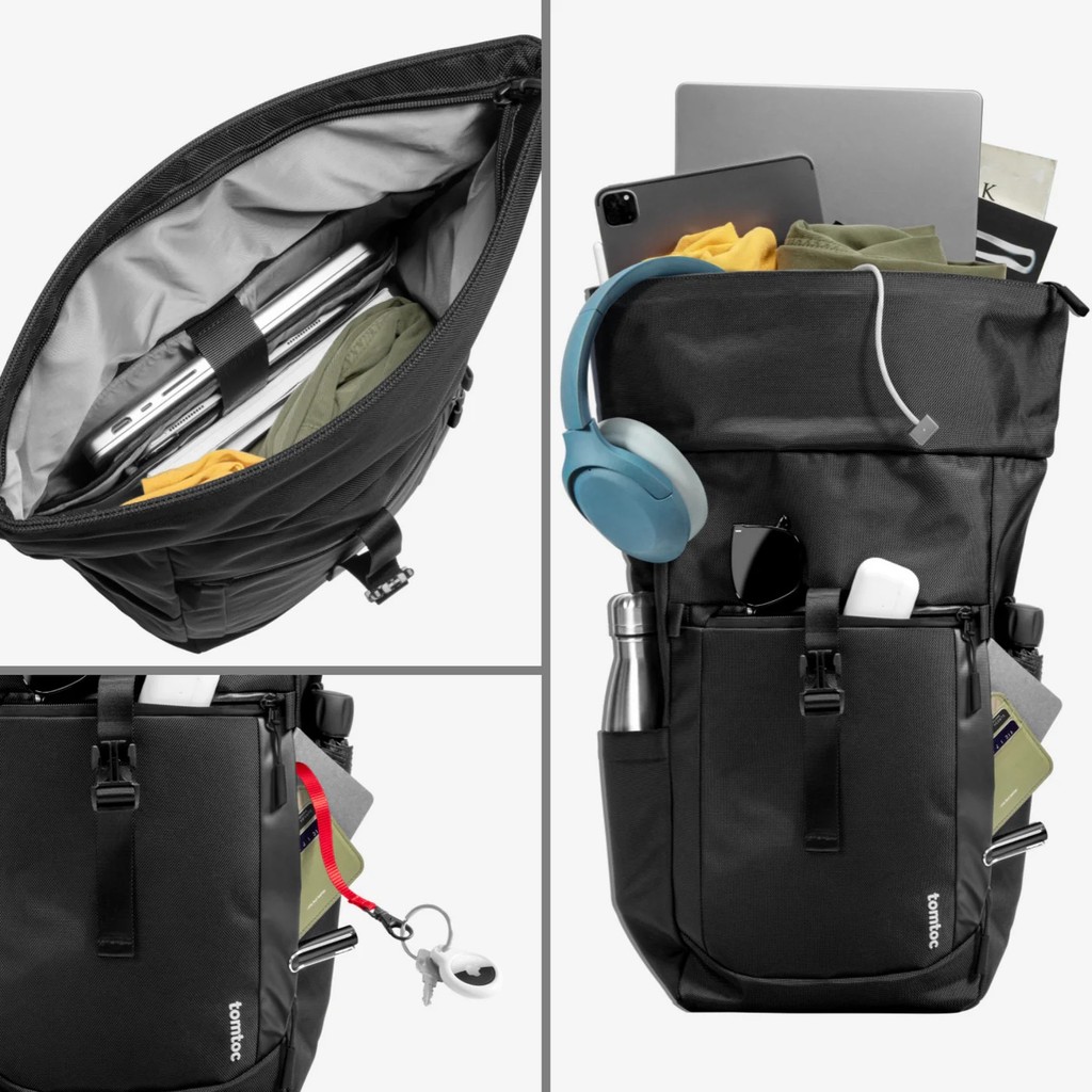 Balo laptop Tomtoc Rolltop T61 cho macbook/ laptop 17.3 inch, chính hãng, chống sốc, chống thấm nước | BigBuy360 - bigbuy360.vn