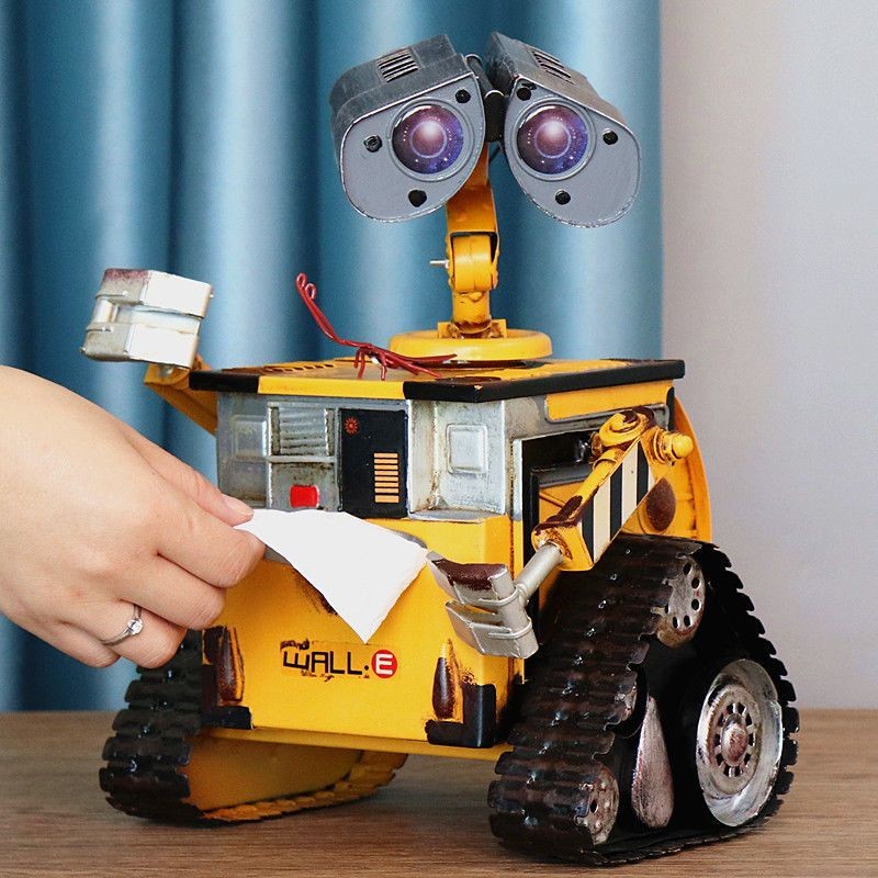 Hộp khăn giấy kim loại mô hình robot WALL-E sáng tạo cổ điển, giá đỡ khăn giấy phòng khách, trang tr