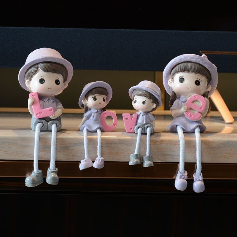 Búp bê treo cặp đôi trang trí phòng khách phòng ngủ, đồ thủ công bằng nhựa, quà tặng cho bạn gái hoặ