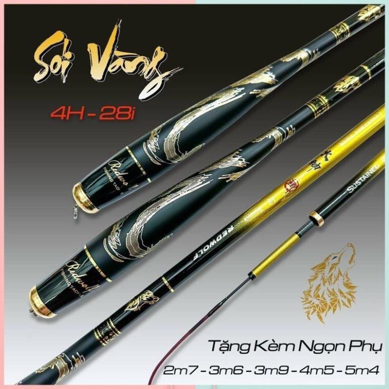 CẦN CÂU TAY SÓI VÀNG RED WOLF ĐỘ CỨNG 4H CHUYÊN CÂU CÁ RÔ,DIẾC TỰ NHIÊN docaunhatminh