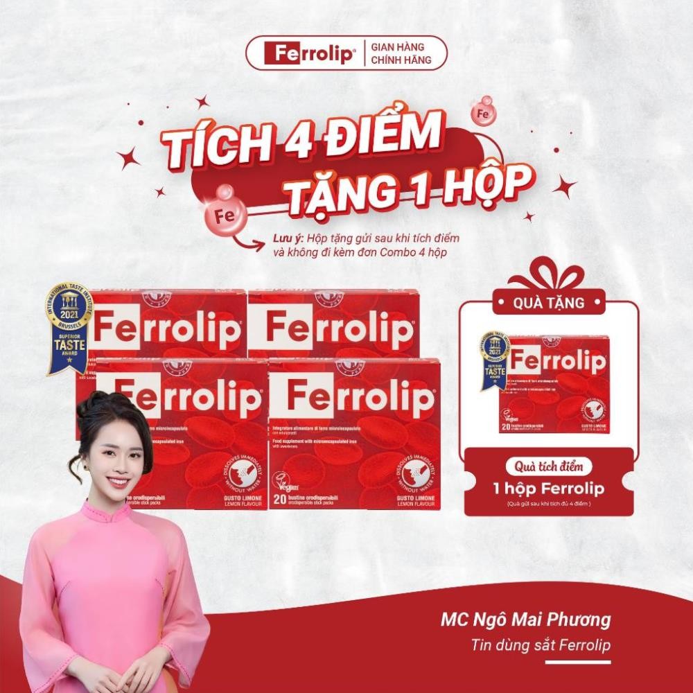 Combo 4 hộp sắt bột Ferrolip - Tích điểm tặng 1 hộp sắt Ferrolip hoặc 1 canxi (quà gửi sau đơn)
