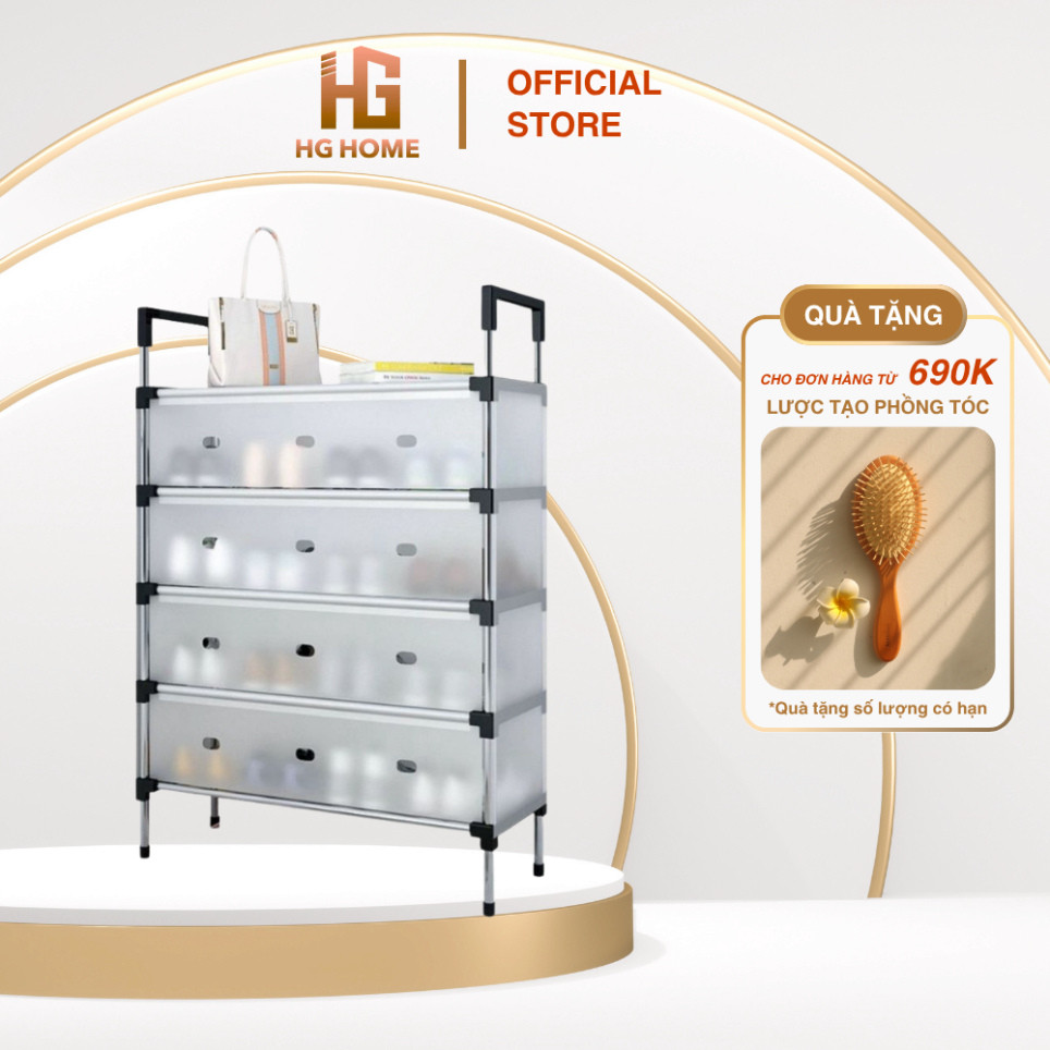 Kệ Inox 5 Tầng Có Vách Ngăn Chắn Bụi HGHOME