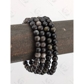  Vòng tay phong thuỷ Obsidian Bracelet Golden   Silver Obsidian vòng tay đá núi lửa tự nhiên. 
