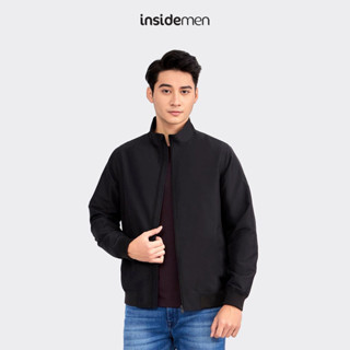 INSIDEMEN Áo khoác gió nam 2 lớp chống UV & trượt nước thiết kế cổ trụ màu basic dễ phối đồ IJK010W2