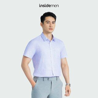 Insidemen- Áo Sơ Mi Nam Ngắn Tay Có Túi Hoa Văn Tinh Tế Dáng Suông Thoải Mái Lịch Lãm- ISS048AZ