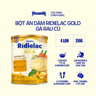 Combo 4 Hộp Bột Ăn Dặm Ridielac Gold Gà Rau Củ - Hộp Thiếc 350g 
