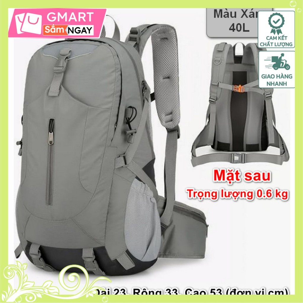 Gmart - BA LÔ DÃ NGOẠI 40L ĐA NĂNG SIÊU NHẸ NOIR TREKKING TRAVEL BACKPACK