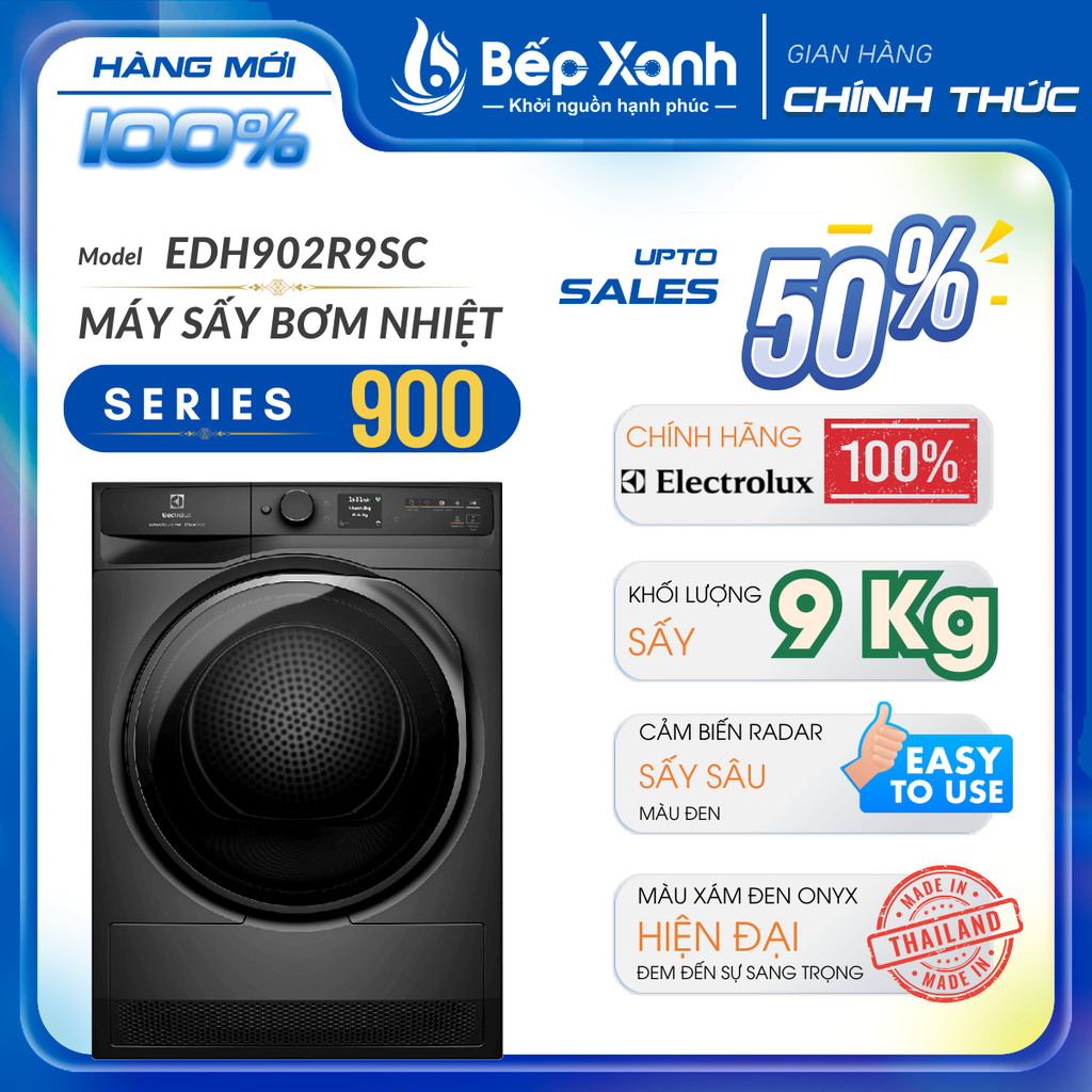 [FREESHIP HCM] Máy sấy bơm nhiệt Electrolux UltimateCare 9 kg EDH902R9SC - Nhập Thái Lan