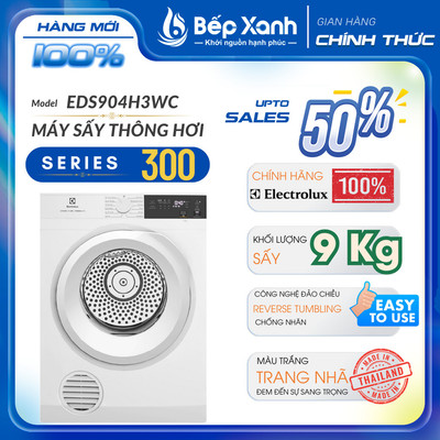 [FREESHIP HCM] Máy sấy quần áo thông hơi Electrolux EDS904H3WC -  9 kg - Nhập Thái Lan