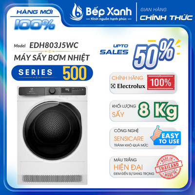 [FREESHIP HCM] Máy sấy bơm nhiệt Electrolux UltimateCare 8 kg EDH803J5WC - Nhập Thái Lan