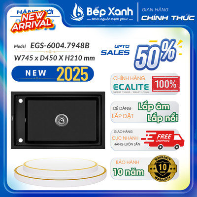 Chậu rửa đá Granite 1 hộc lớn 1A-Series Ecalite EGS-6004.7948B - Hàng Chính Hãng