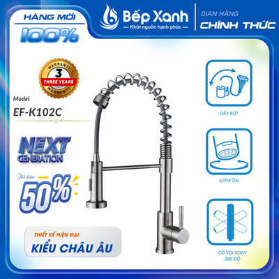 [FREESHIP HCM] Vòi Rửa Chén Nóng Lạnh Ecalite EF-K102C - Màu Bạc
