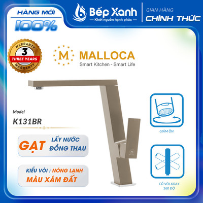 Vòi Rửa Chén Nóng Lạnh Malloca K131BR - Đồng thau sơn giả đá - Bảo Hành 3 Năm