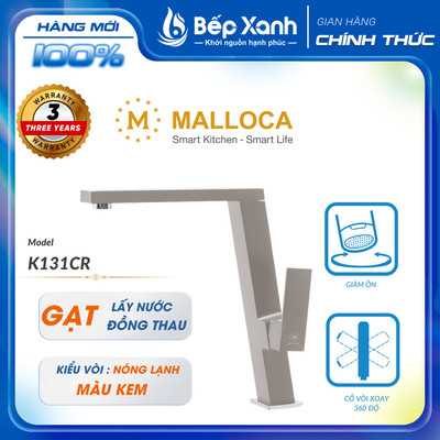 Vòi rửa chén Malloca K131CR - 2 nguồn nóng lạnh, Bộ lọc tạo bọt, chống văng nước