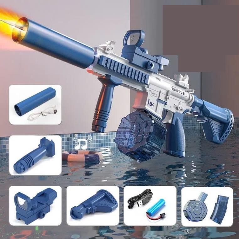 Súng nước sử dụng pin sạc điện tự động CÓ ĐÈN siêu hot 2025, súng nước có đèn M416