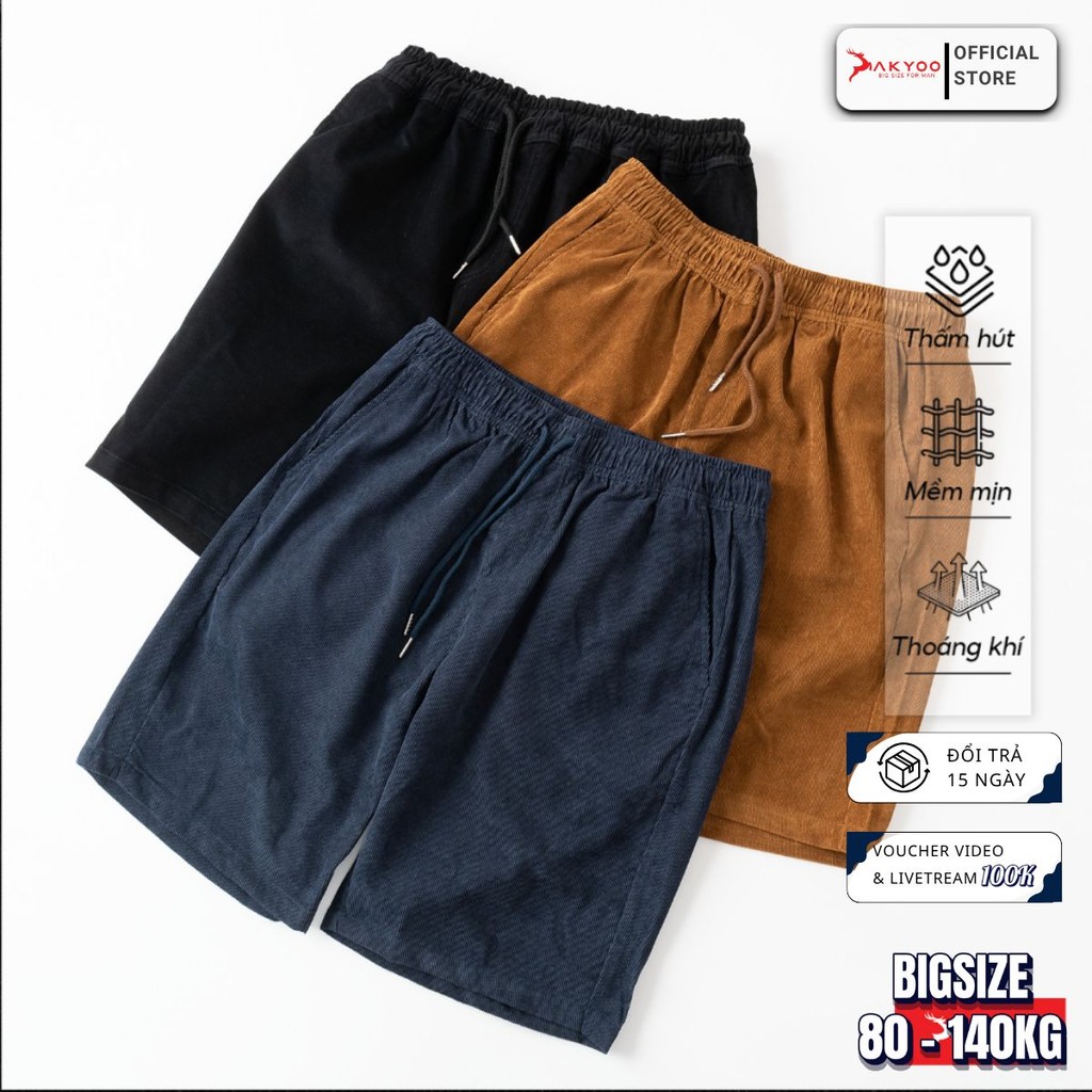 Quần Short Nhung Tăm Big size Nam 80-140kg AKYOO - SN NHUNG