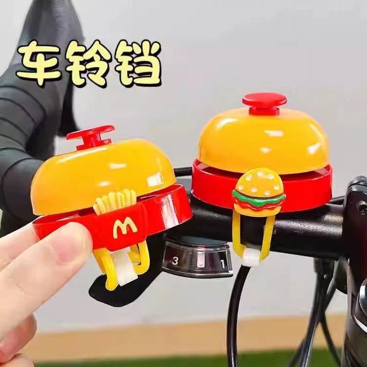 Còi xe đạp leo núi hình hoạt hình hamburger cho trẻ em, còi xe đạp dễ thương, còi xe đạp trang trí
