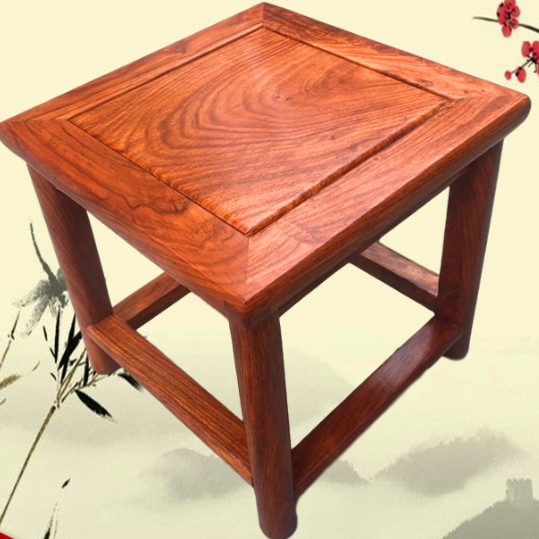 Ghế đẩu vuông nhỏ gỗ đỏ, ghế đẩu nhỏ gỗ hồng, ghế đẩu vuông gỗ nguyên khối phong cách Trung Quốc, gh