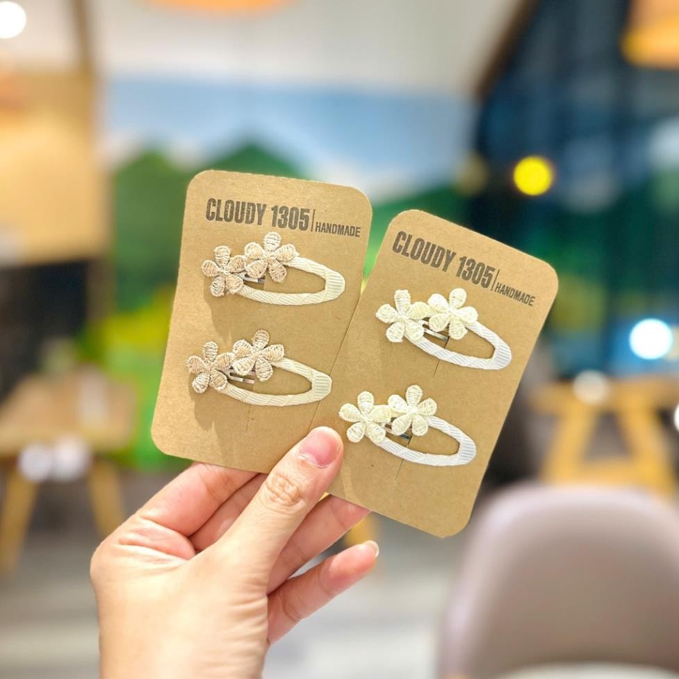 Set kẹp tóc hoa vintage cho bé made by Cloudy's mami