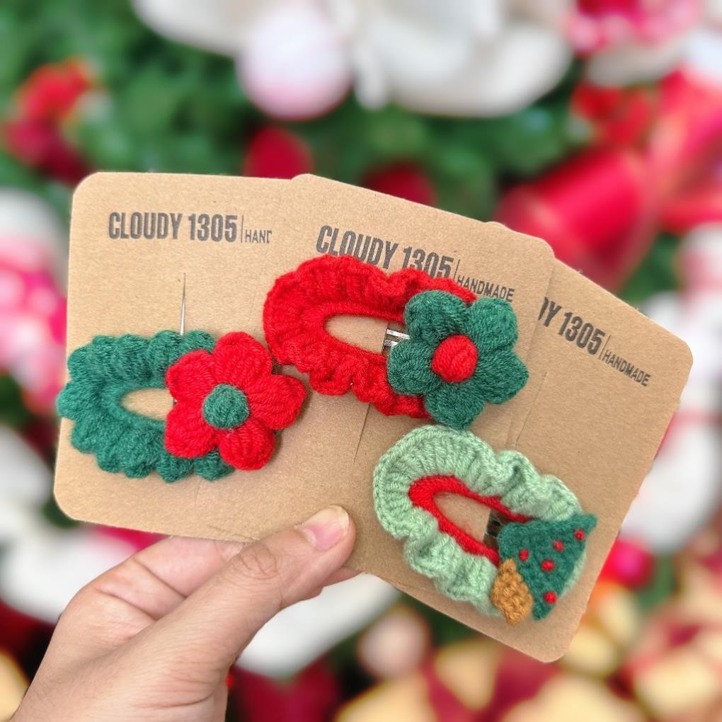 Kẹp len noel xinh xắn cho bé made by Cloudy's Mami