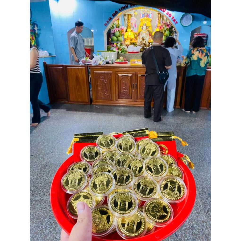 Đồng Xu Lộc Núi Bà Đen Tây Ninh , Kèm Túi Cầu Được Ước Thấy , Lộc làm kinh doanh mua bán