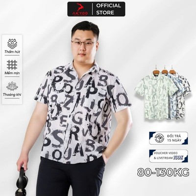 Áo Sơ Mi Bigsize Nam 80-140kg AKYOO - Hoạ Tiết Trẻ Trung - SM 2 TUI HT DEN XANH