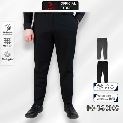 Quần Âu Bigsize Nam 80-135KG AKYOO Cao Cấp, Chống Nhăn, Không Bai Xù - QA D TRON - GHI - X THAN