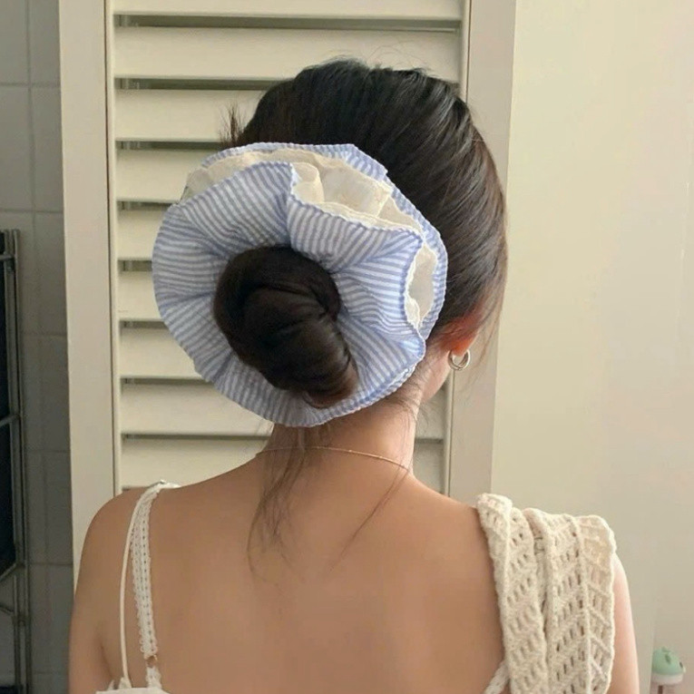 Cột tóc Scrunchies Phối Ren nhiều lớp cỡ lớn Buộc tóc tiểu thư Zichi SCCR4T