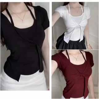 Áo thun ôm xoắn ngực cột cổ Bigsize 45-85kg (584) chất liệu thun tăm lạnh kiêu 2 mánh phôi yêm xinh xăn