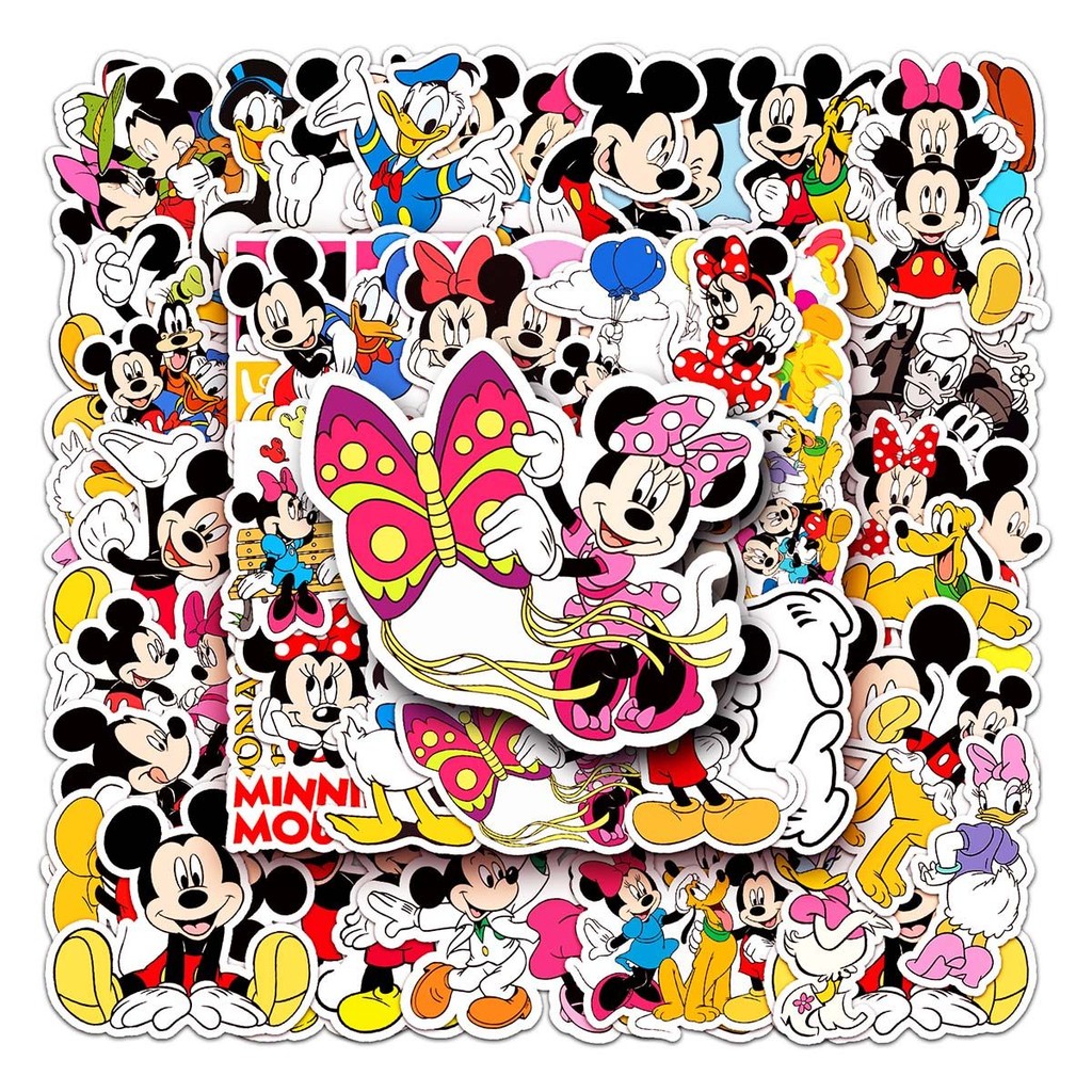 50Ốp dán graffiti Mickey Mouse, hoạt hình xuyên biên giới, trang trí cho điện thoại, ván trượt, hành