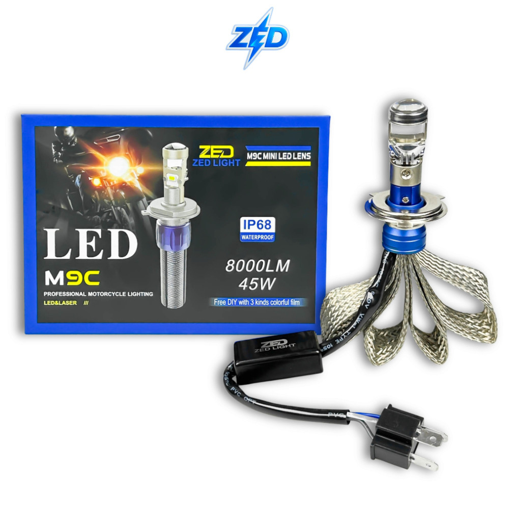 Đèn Pha LED Bi Cầu M9C ZED LIGHT 45W Siêu Sáng, Chiếu Xa 150m Lắp Xe Máy và Ô Tô, Bảo Hành 24 Tháng