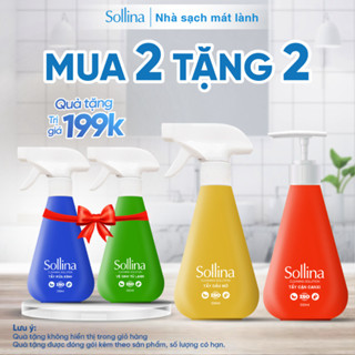   Mua 2 Tặng 2  Combo Tẩy Cặn Canxi sollina & Tẩy Dầu Mỡ + Tặng Nước Lau Kính & Nước Lau Tủ Lạnh  300ml Chai  - Vệ Sinh 