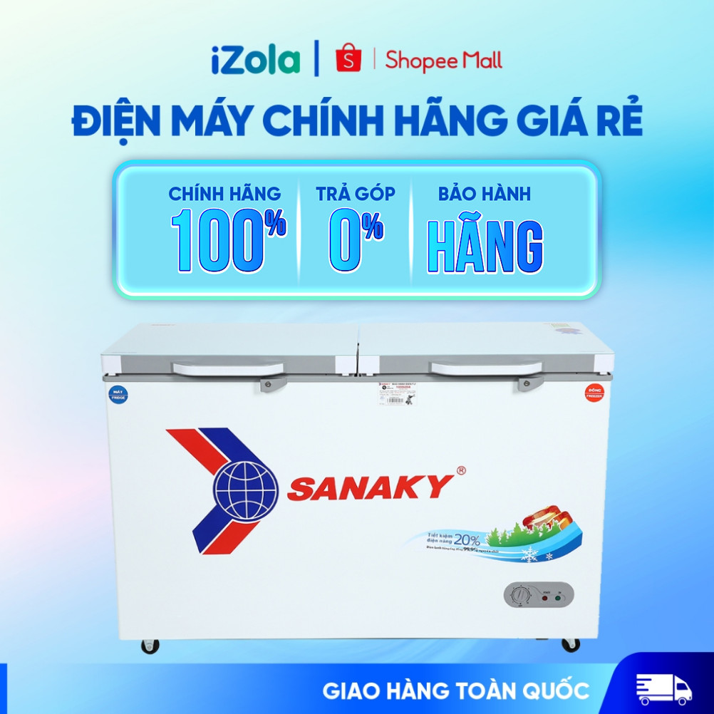 Tủ đông Sanaky VH-4099W2KD ( 280 lít, 1 ngăn đông, 1 ngăn mát, dàn lạnh đồng ) - Hàng chính hãng
