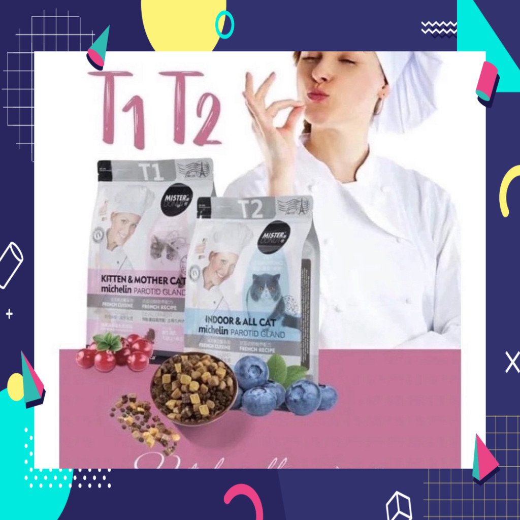 Thức ăn hạt cho mèo MISTER DONUT T1 và T2 1.8Kg-Giúp tăng nọng cằm