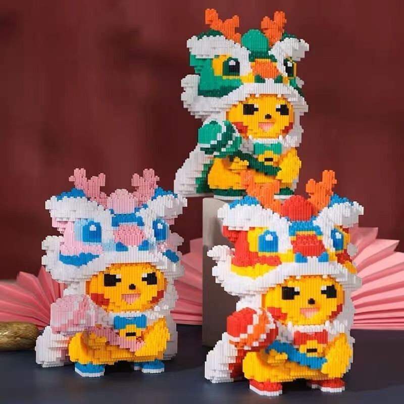 【Pikachu trong bộ sưu tập Pokémon】Tương Thích Với Lego3D Khối xây dựng 3D trang trí phòng khách