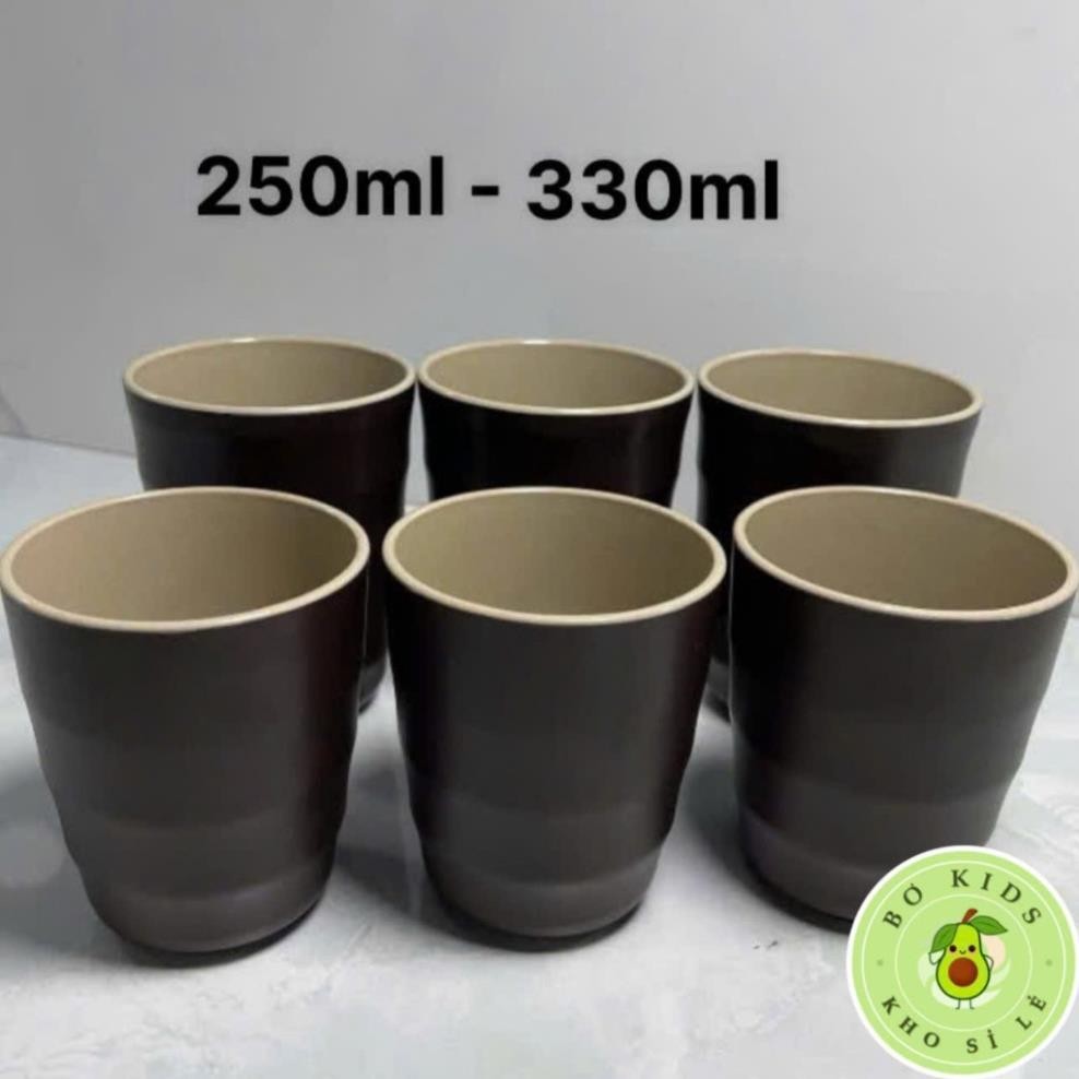 Set 10 Ly tròn Thái 2 màu nhựa Việt Nhật - Ngoài nhám, trong bóng, Uống nước cho nhà hàng, quán ăn VN