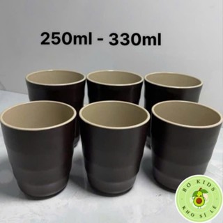 Set 10 Ly tròn Thái 2 màu nhựa Việt Nhật - Ngoài nhám, trong bóng, Uống nước cho nhà hàng, quán ăn VN